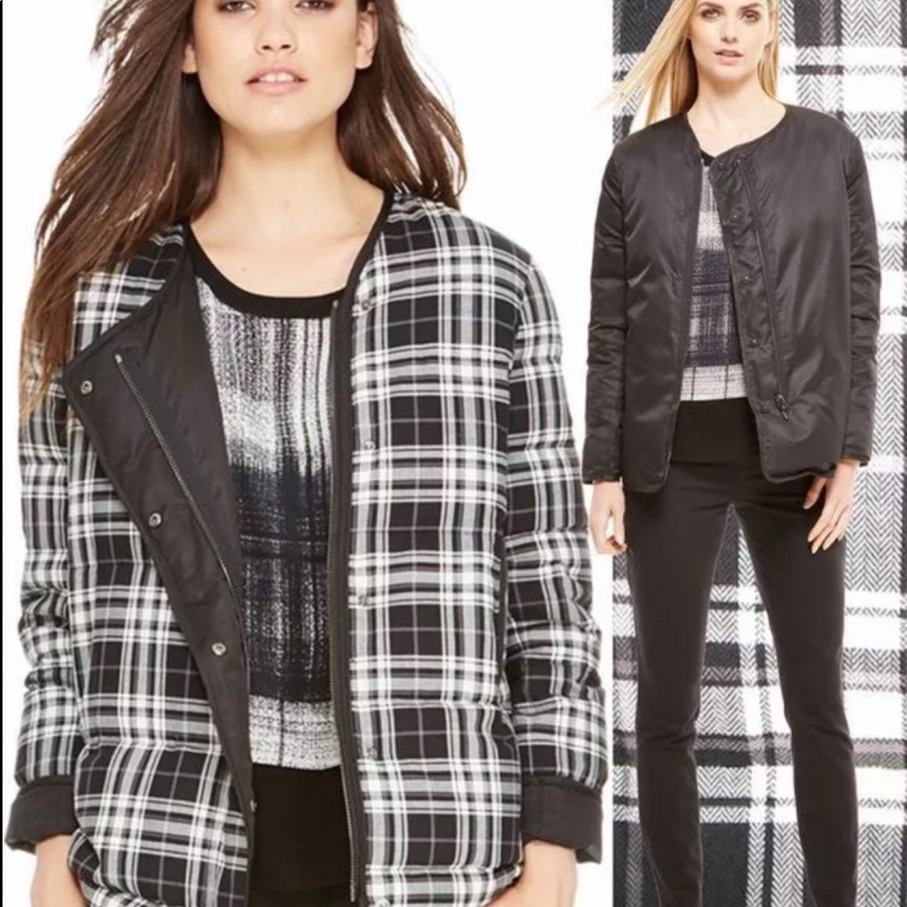 DKNY PURE 
PLAID PUFFER REVERSIBLE JACKET M